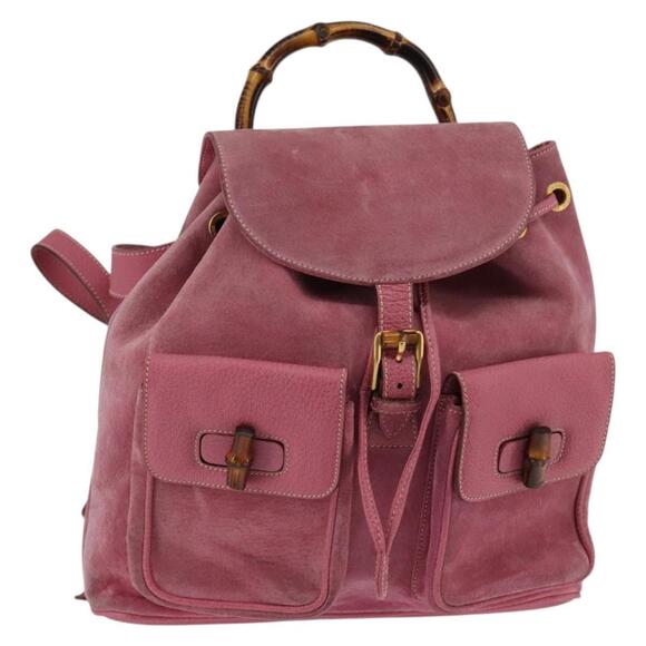 GUCCI Backpack Suede Pink Gold 003 2058 0016 Auth 144974